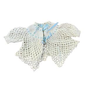 Vtg Yellow Crochet Infant Sweater, 3-6 months